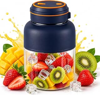Wireless juicer cup, Portable electric juicer cup, USB rechargeable electric mixer, Single cup with double cover 180w with 38 blades, Suitable for home gym office travel. (Blue 1300ml)