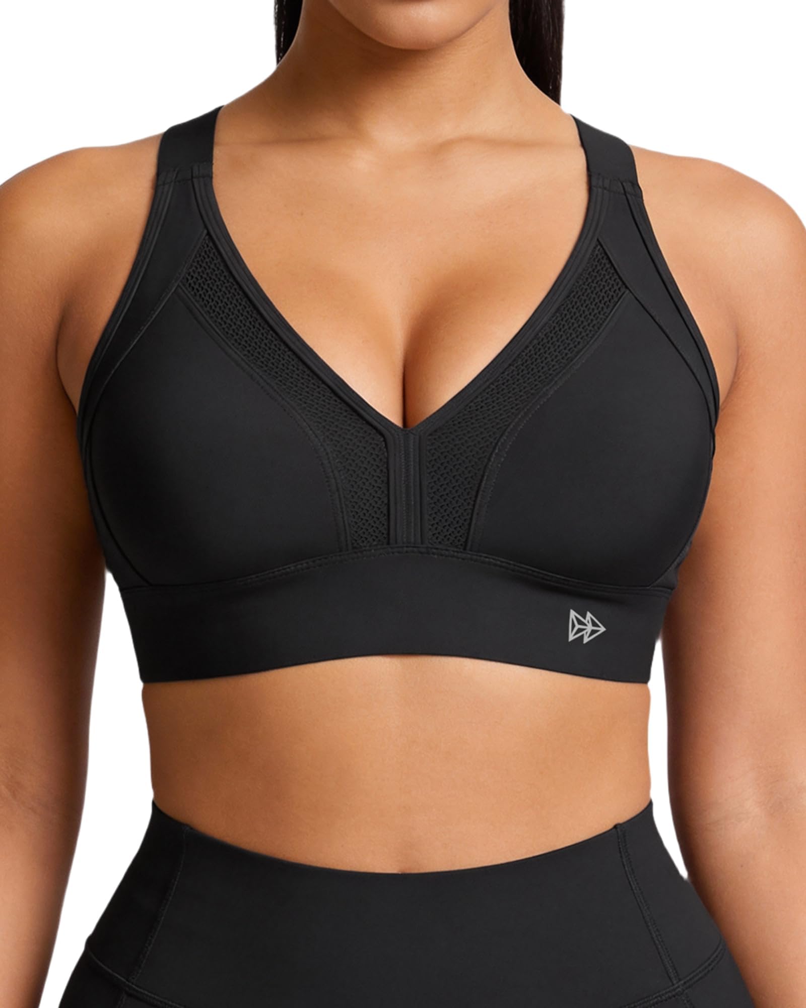 Sports Bras for Women High Impact Support, Sleek V-Neck with Adjustable Criss Cross Straps for Running&Workout