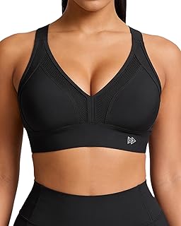 Sports Bras for Women High Impact Support, Sleek V-Neck with Adjustable Criss Cross Straps for Running&Workout
