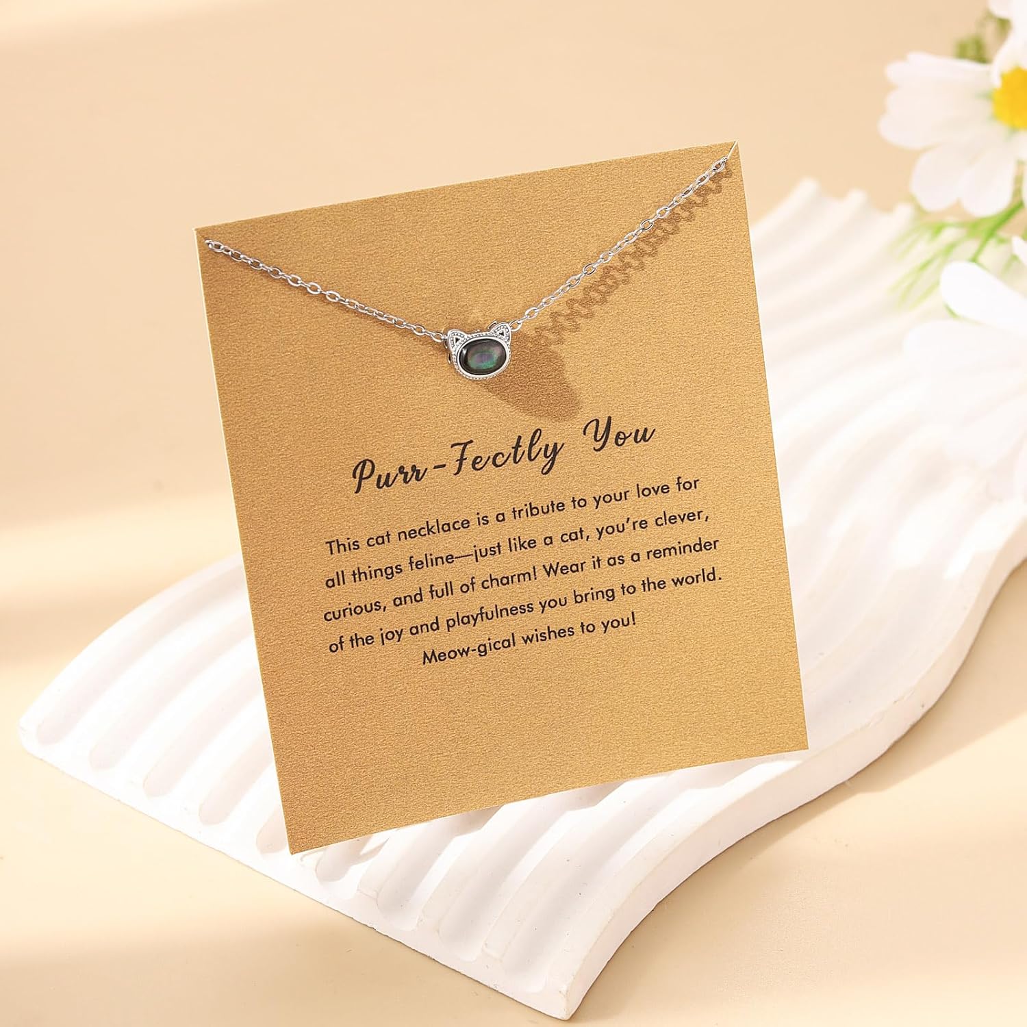 RZKING Silver Necklace for Women, Dainty Cat Candy Bow Moonstone Necklace, Gifts for Best Friend Sister Mom Daughter Teacher, Mothers Day Birthday Christmas Thank You Gifts - Image 5