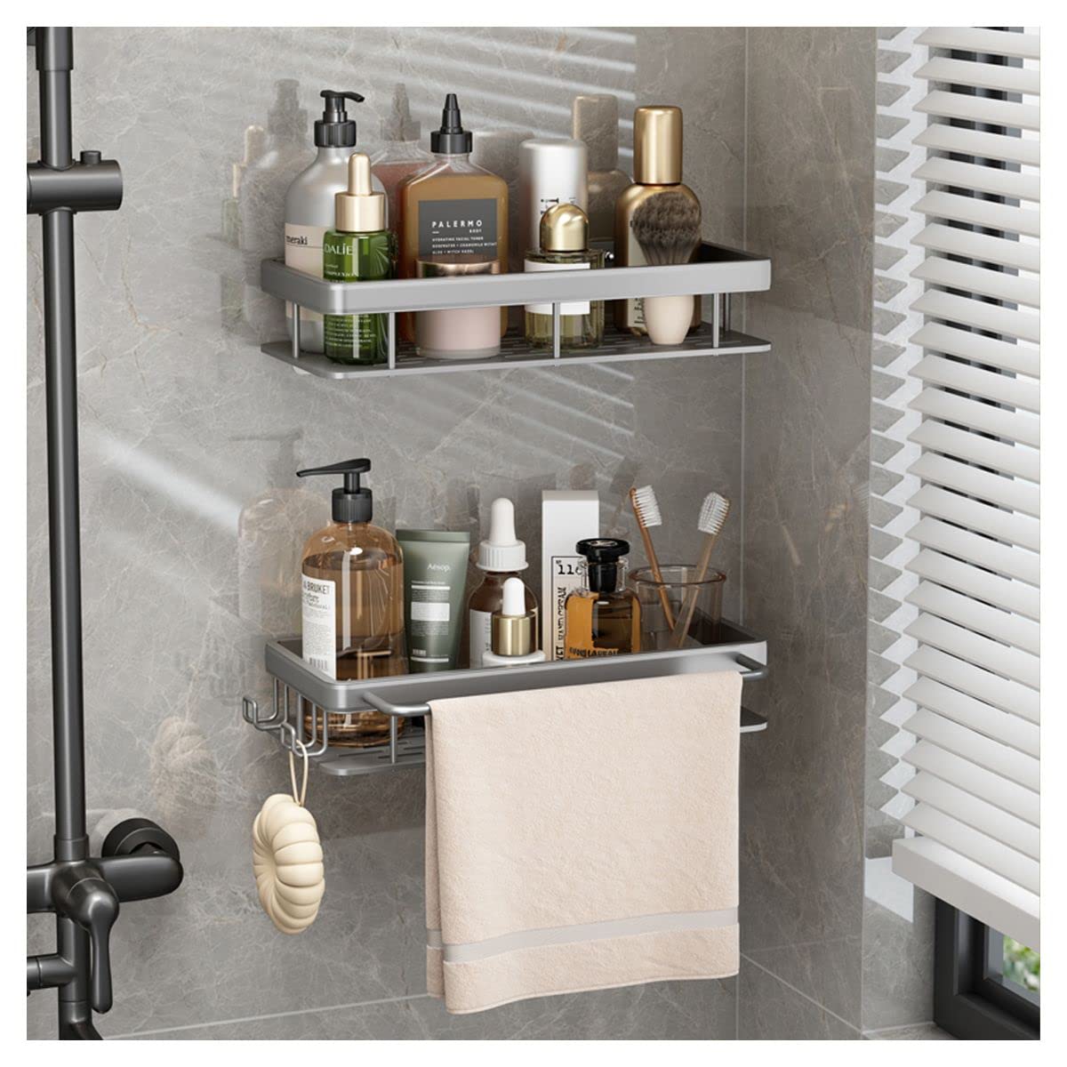 ✨残り1点❤️ 収納 ラックとフック付き 壁掛け式 多機能 強力粘着固定