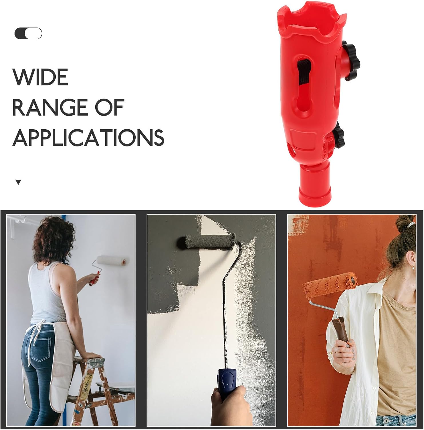 Multi Angle Paint Brush with Universal Joint Extender Holder | Red Plastic Build, Lightweight Portable Design, Adjustable Length for Repair Work and Outdoor Renovation