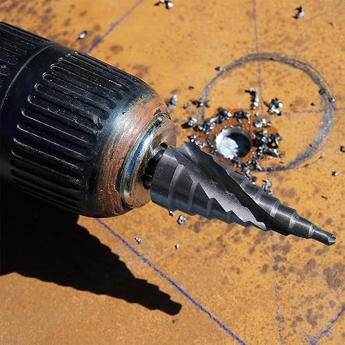 Miniatura 7 de Broca escalonada de cuatro espirales para flauta, 316" - 78" (12 tamaños), vástago hexagonal de 14 de pulgada, totalmente recubierta con TiAlN para