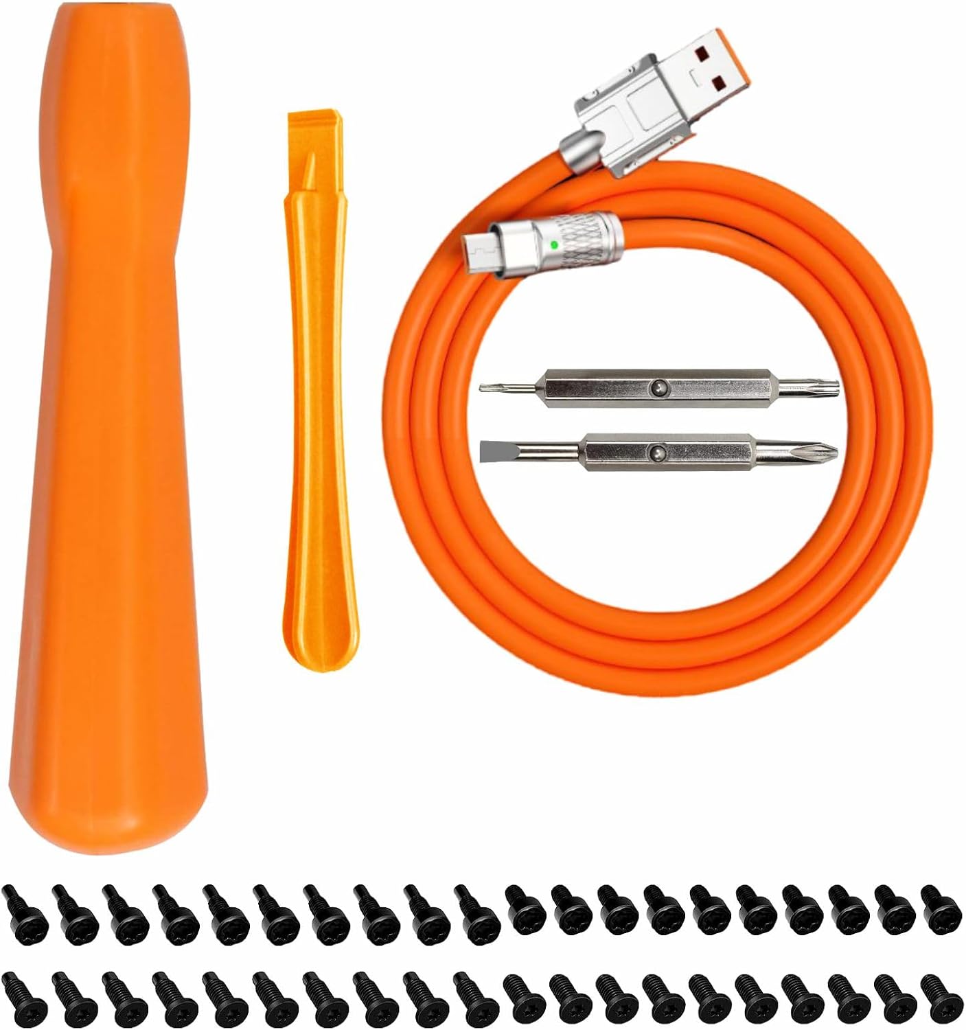 Ring Doorbell Screwdriver Replacement, Comes with 40pcs Ring Doorbell Screws Replacement and Video Doorbell Charging Cable, Fit Video Doorbell, Video Doorbell 2 3 and Pro (Orange).