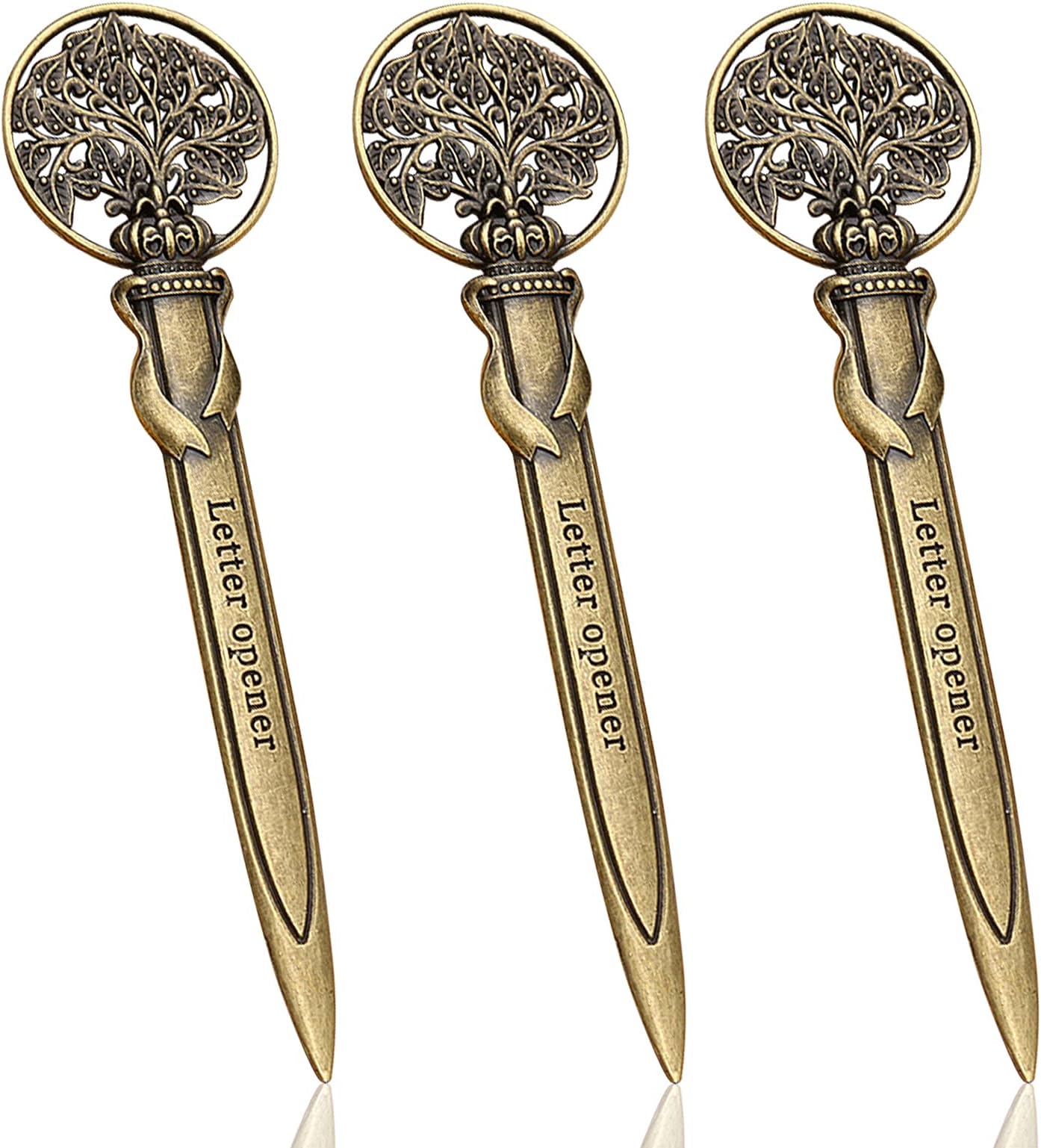 3PCS Vintage Letter Opener Envelope Knife, Envelope Opener, Metal Mail Letter Openers Envelopes Opener Slitter for DIY Gift Office Home Supplies (Bronze Tree)