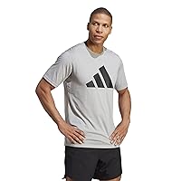 adidas Uomo Train Essentials Feelready Logo Training Tee, Medium Grey Heather/Black