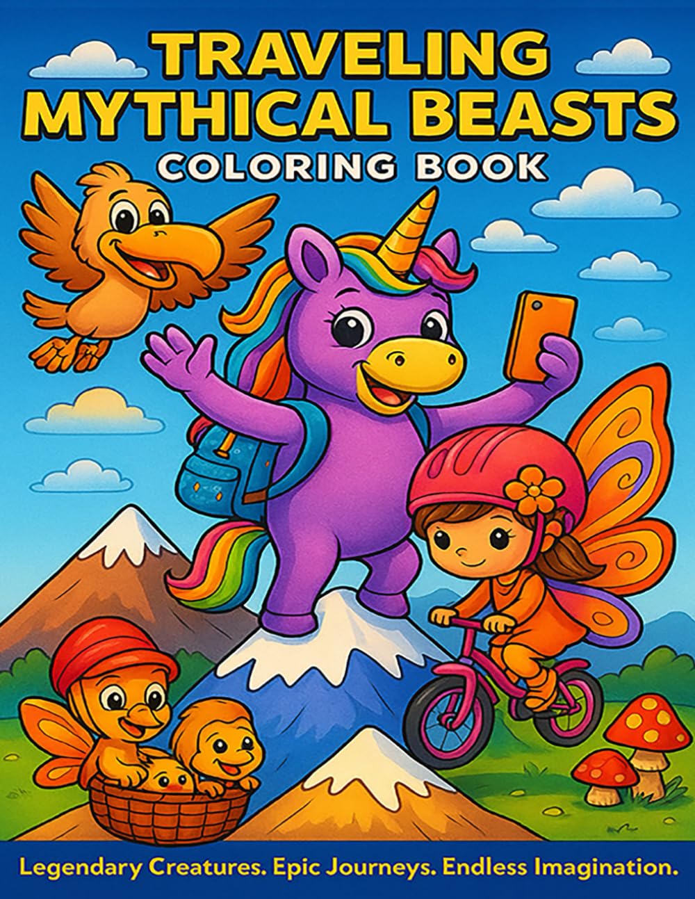 Traveling Mythical Beasts Coloring Book: Fantasy Creatures on Epic Travel Adventures Unicorns, Dragons, Griffins & Phoenixes Exploring Magical ... 40+ Fantasy Coloring Pages for Adults & Kids
