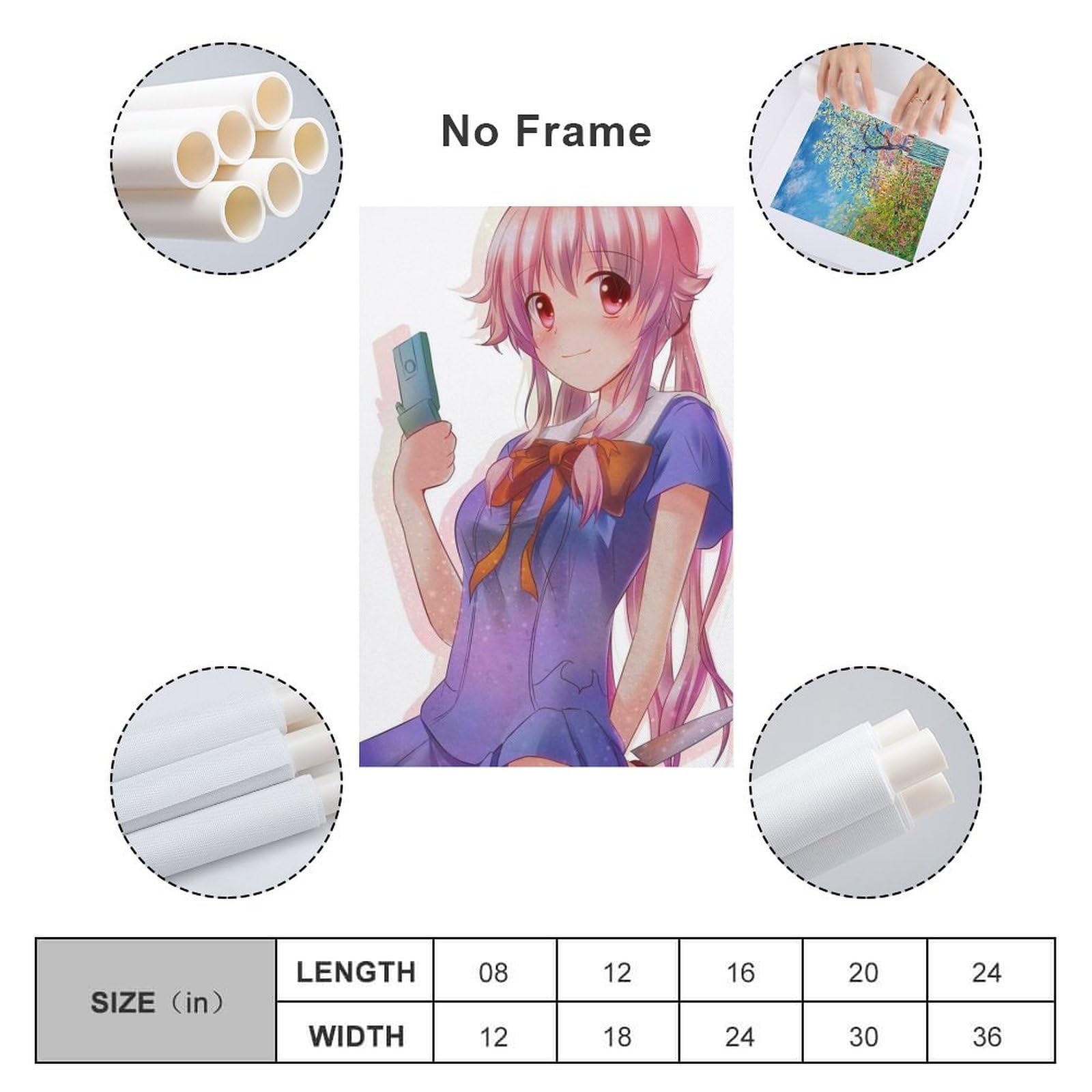 Amazon.co.jp: 絵画 未来日記 我妻 由乃 ポスター 装飾画 Unframe