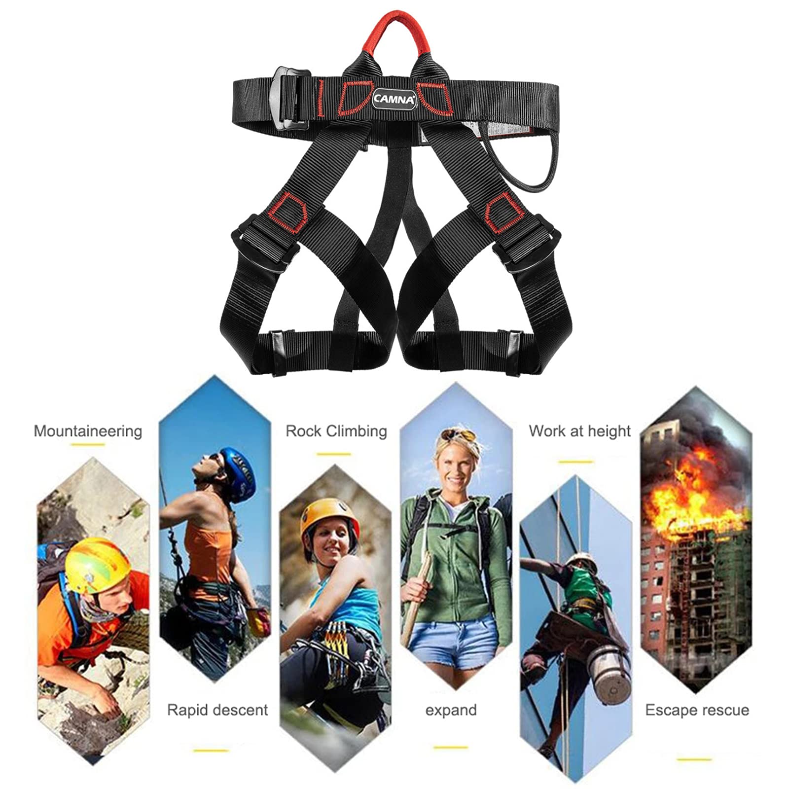 Klettergurte Befestigender Klettergut, Breiterer Halbgurt zum Bergsteigen Halber Körperklettergurt Für Feuerrettung Bergsteigen Absturzsicherung Für Frauen, Männer