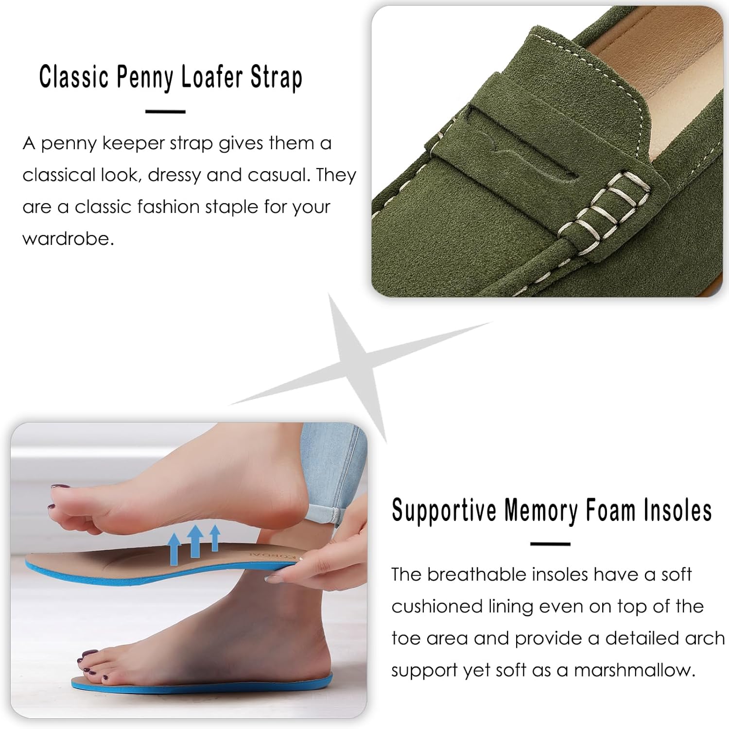 KORDAL Women's Comfortable & Lightweight Suede Leather Penny Loafers Slip-Ons Cute Business Casual Dress Shoes Work Office Flats Everyday Walking Shoes Driving Mocs for Women - Image 6