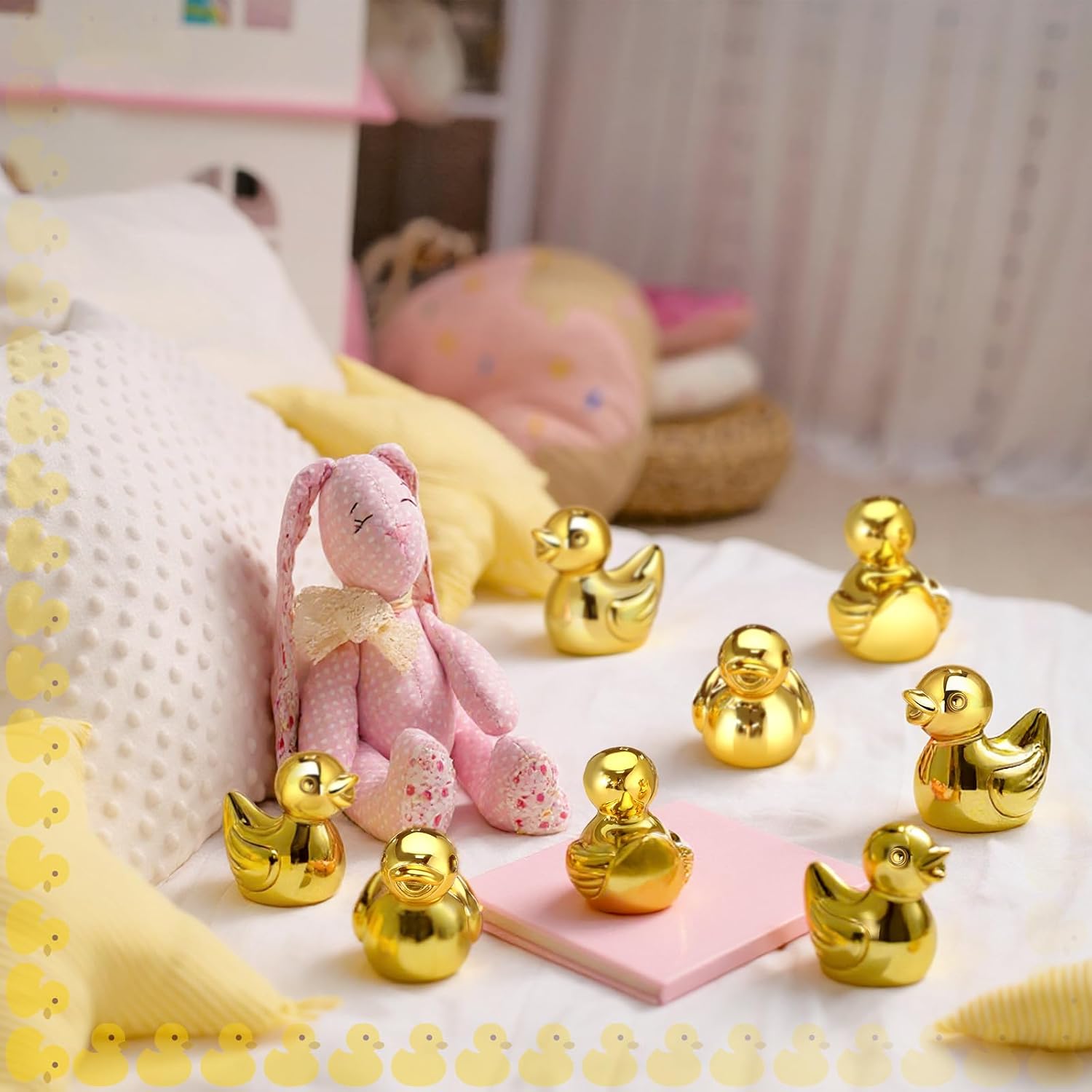 Hiboom Gold 24 Pcs 2 Inch Duck Statues Figurines Centerpieces Gifts Car Dashboard Decorations for Birthday Gift Party Decoration Favors (Duck)
