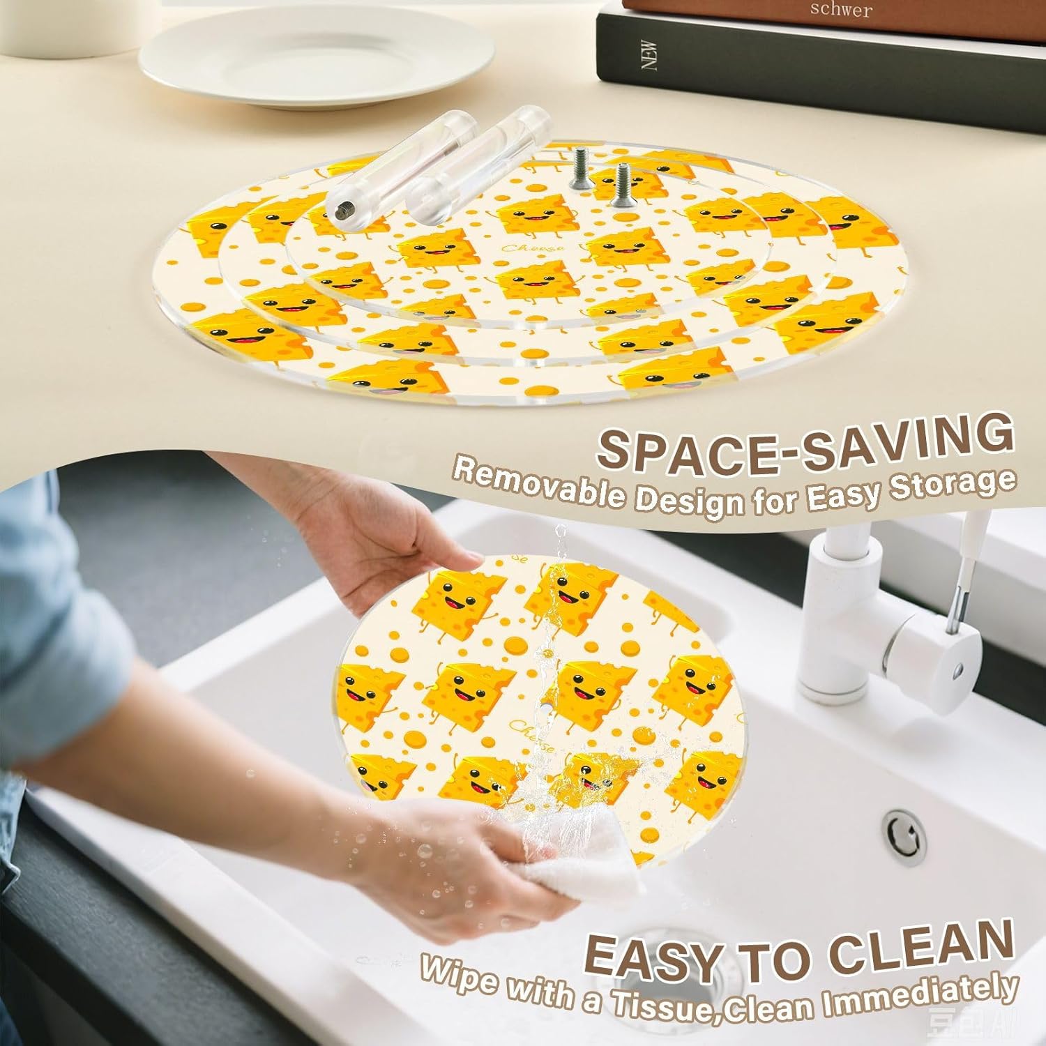 Cheese 3 Tier Acrylic Cupcake Stand, Cupcake Stand for 34 Cupcakes for Weddings, Christmas,Holidays,Parties,Birthday,Printed Cupcake Tower 23301014