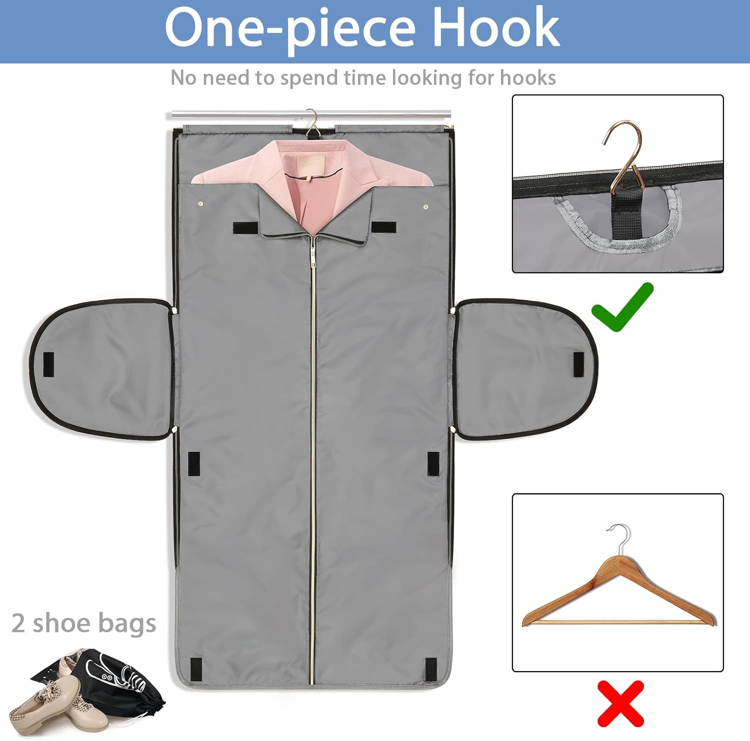 review Carry on Garment Bag, Garment Bag for Travel with Shoe Compartment & Storage Bin, Convertible Garment Duffle Bag for Women Business Wedding, 2 in 1 Hanging Suit Bags for Travel, Black