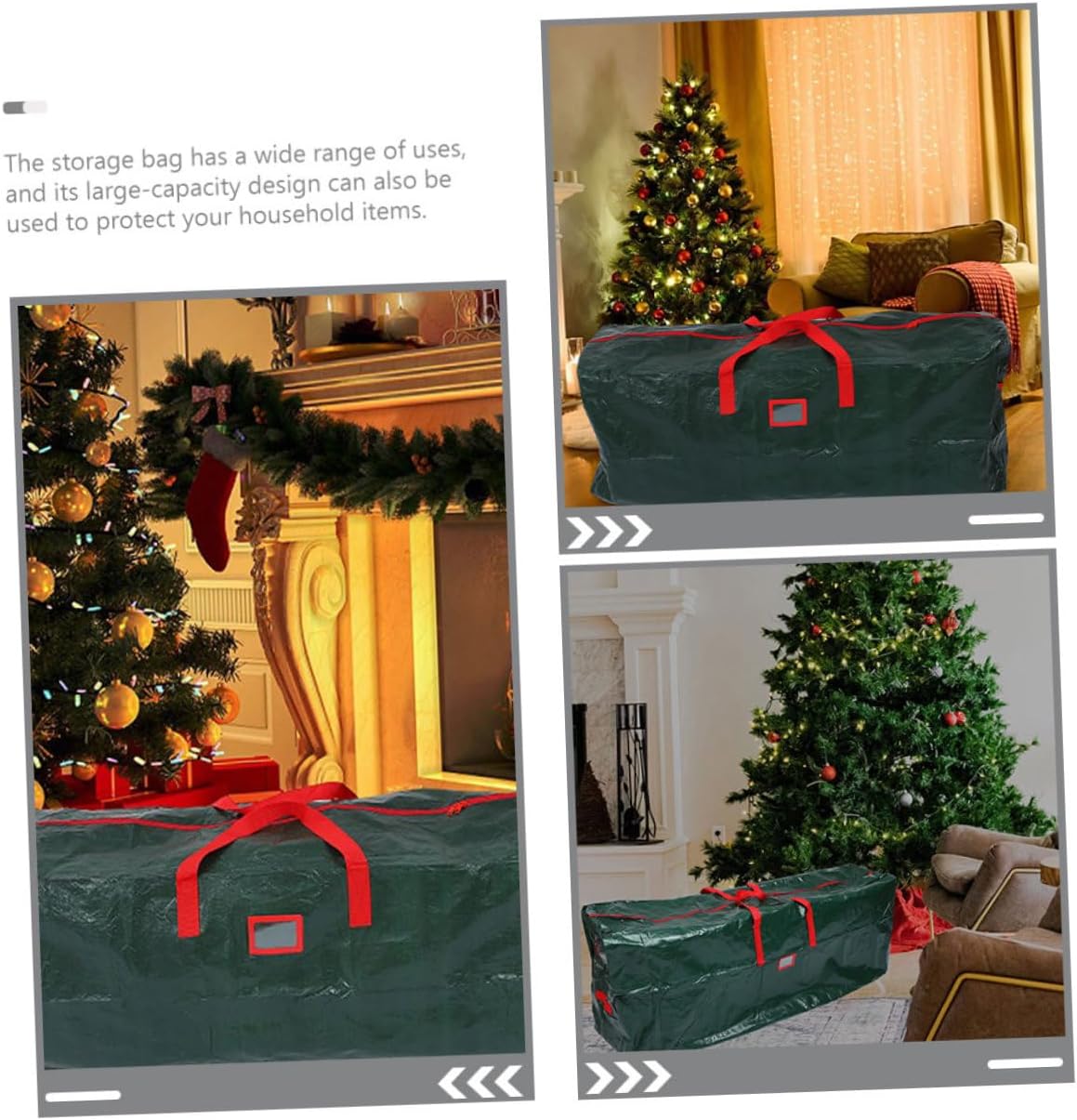 Large Xmas Tree Storage Bag with Handles 135x34x68cm Waterproof Green Christmas Tree Organizer Dustproof Pouch for Holiday Décor Storage