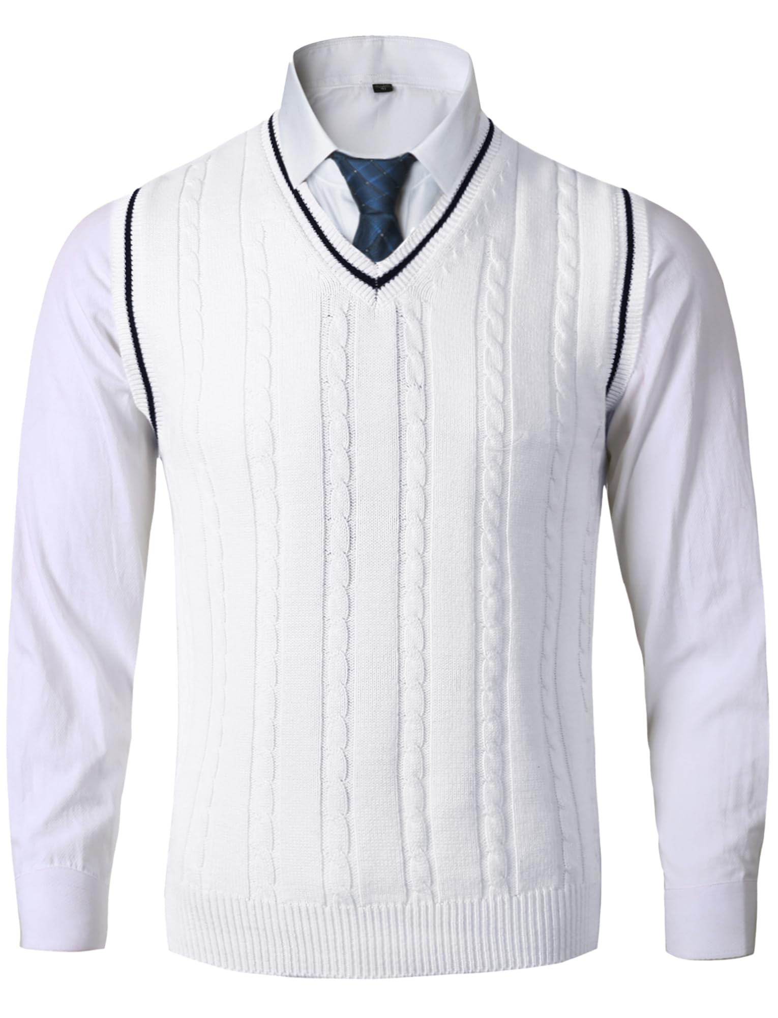 AIEOE - Gilet Tricoté pour Hommes Pull sans Manches Gilets pour Homme Couleur Unie Col en V Pull-Over Essentiel pour Hiver Printemps Automne - S-2XL