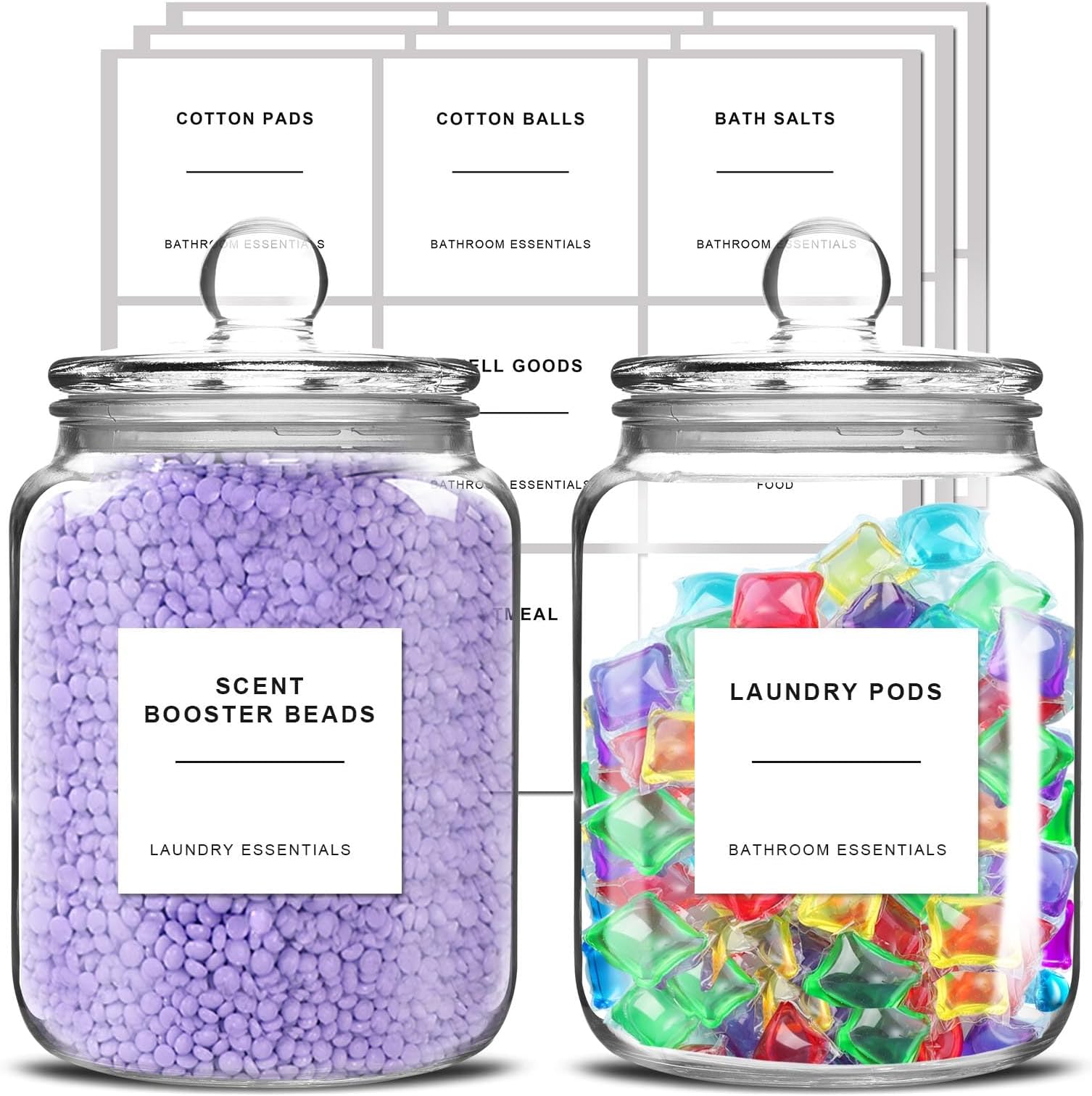 Glass Jars 2 x 1.9L with 24 Labels