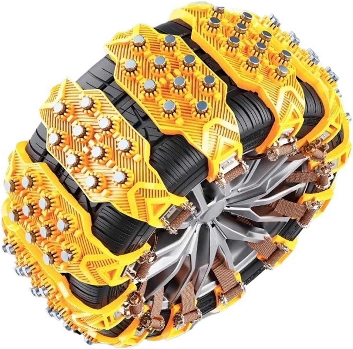 Universal Wider and Thicker TPU Chains Automobile Tires – Icebreaking, Traction, and Recovery Straps(6pcs)