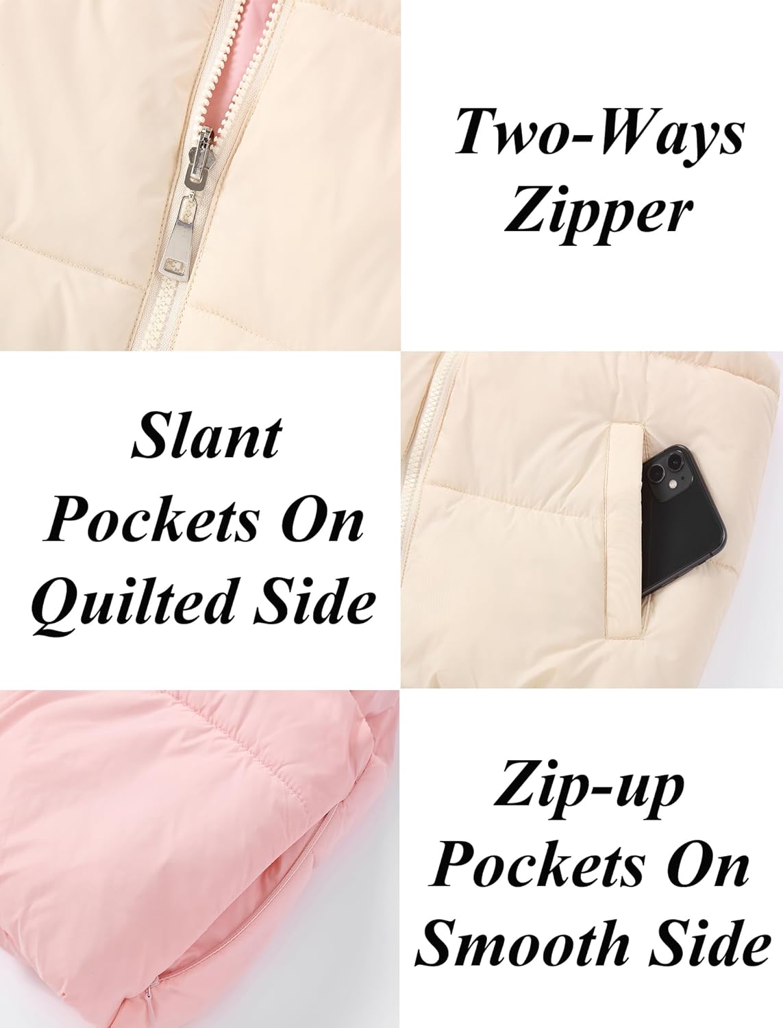 EXARUS Girls Puffer Vest Cropped Puffy Teen Water Resistant Pockets Lightweight Sleeveless Outerwear Bubble Kids 6-14Y - Image 4