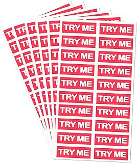 Top label Try Me Stickers,Tester Sample Label for Cosmetics,Pink Sample Stickers,1.25x0.5 Inch,500 Pcs Per Pack