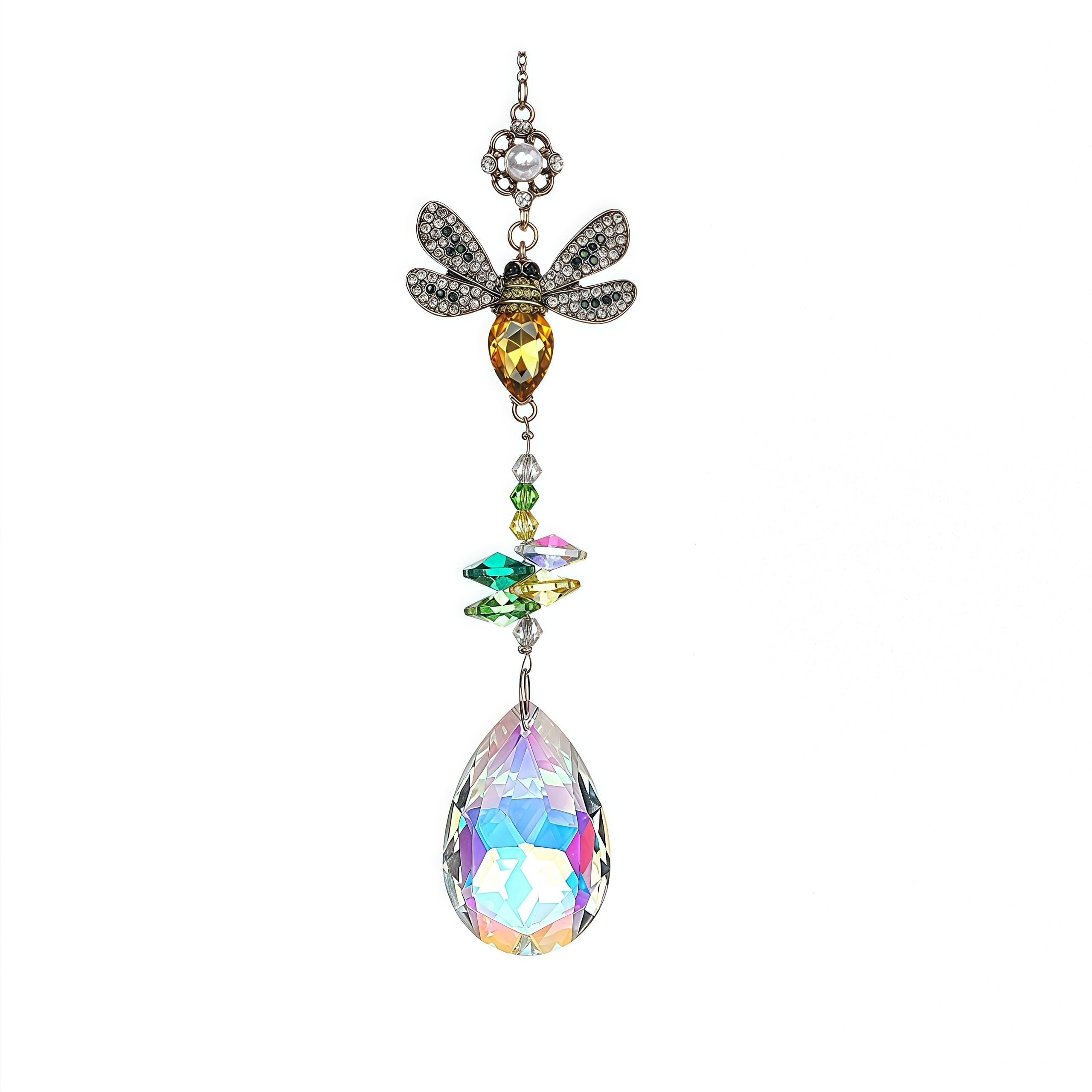 Axobog Light Crystal Colorful Bee Rhinestones Suncatcher, Crystal Prism Sun Catcher For Window, Glass Ball Hanging Ornament, Rainbow Maker Home Garden Nursery Decor