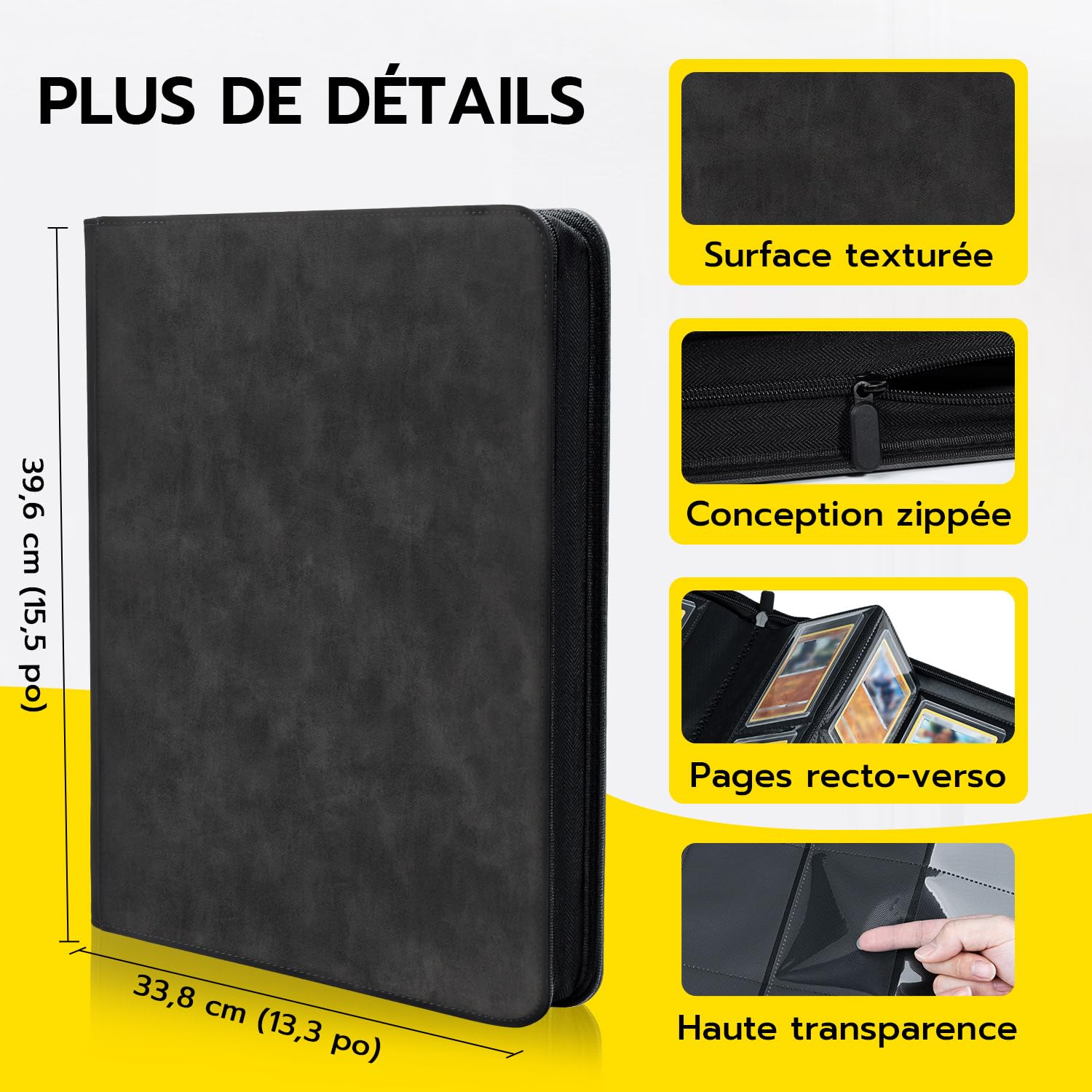 Toploader Album pour cartes à collectionner 216, 9 compartiments, 10 pcs 35PT, Classeur pour TCG, cartes MTG, motif vague noire