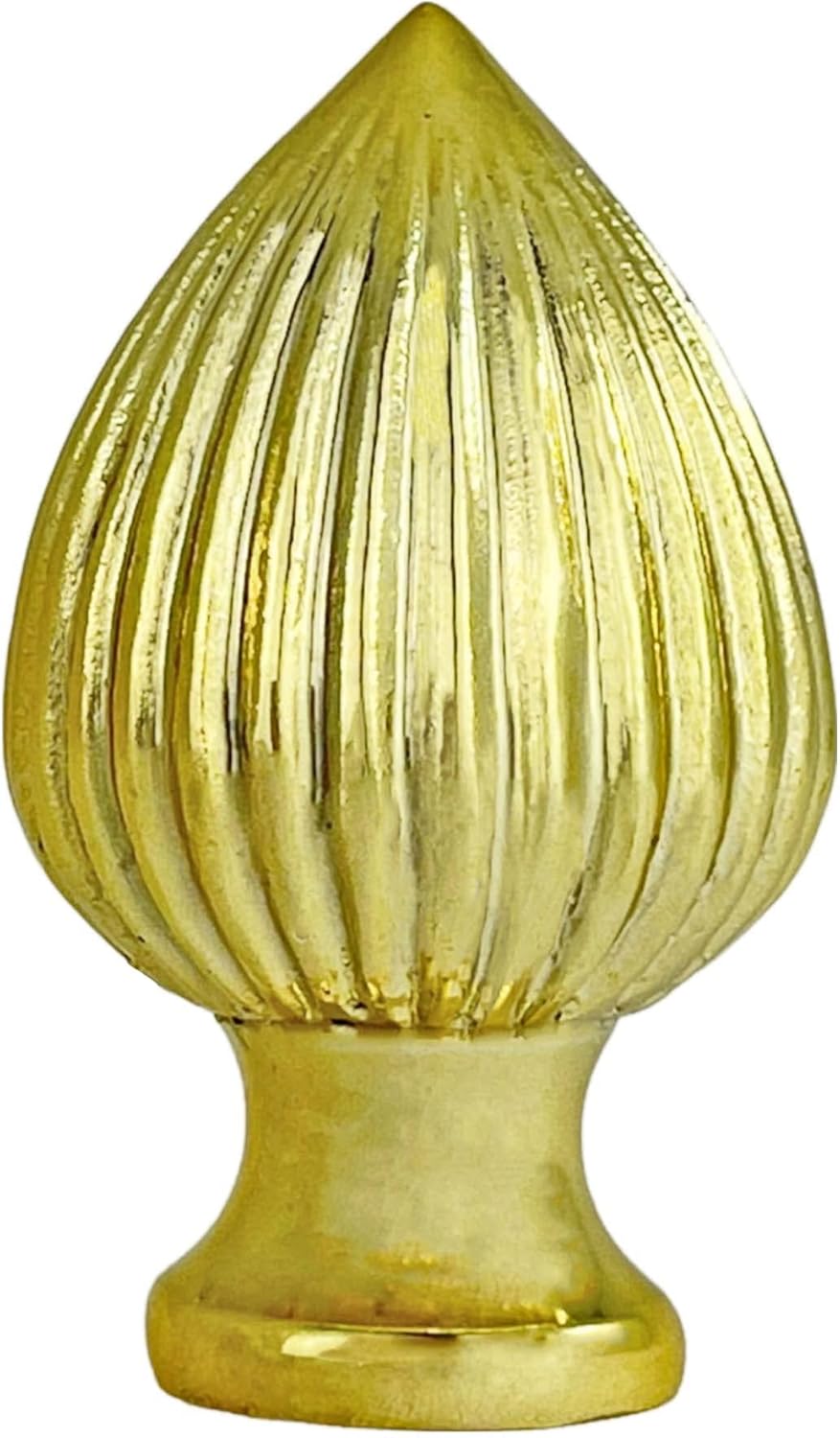 Royal Designs, Inc. Ribbed Pear Finial with Fan Pull Chain, Polished Brass - Pack of 2