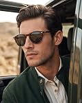 CARFIA Vintage Polarized Sunglasses for Men UV400 Protection Hand-polished Acetate Frame CA5288L