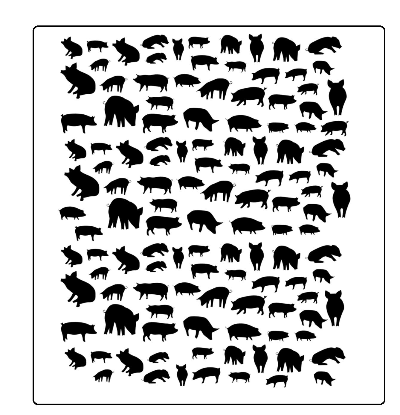 Pig Piglet Collection (Pig Piglet Nail Stickers Black)