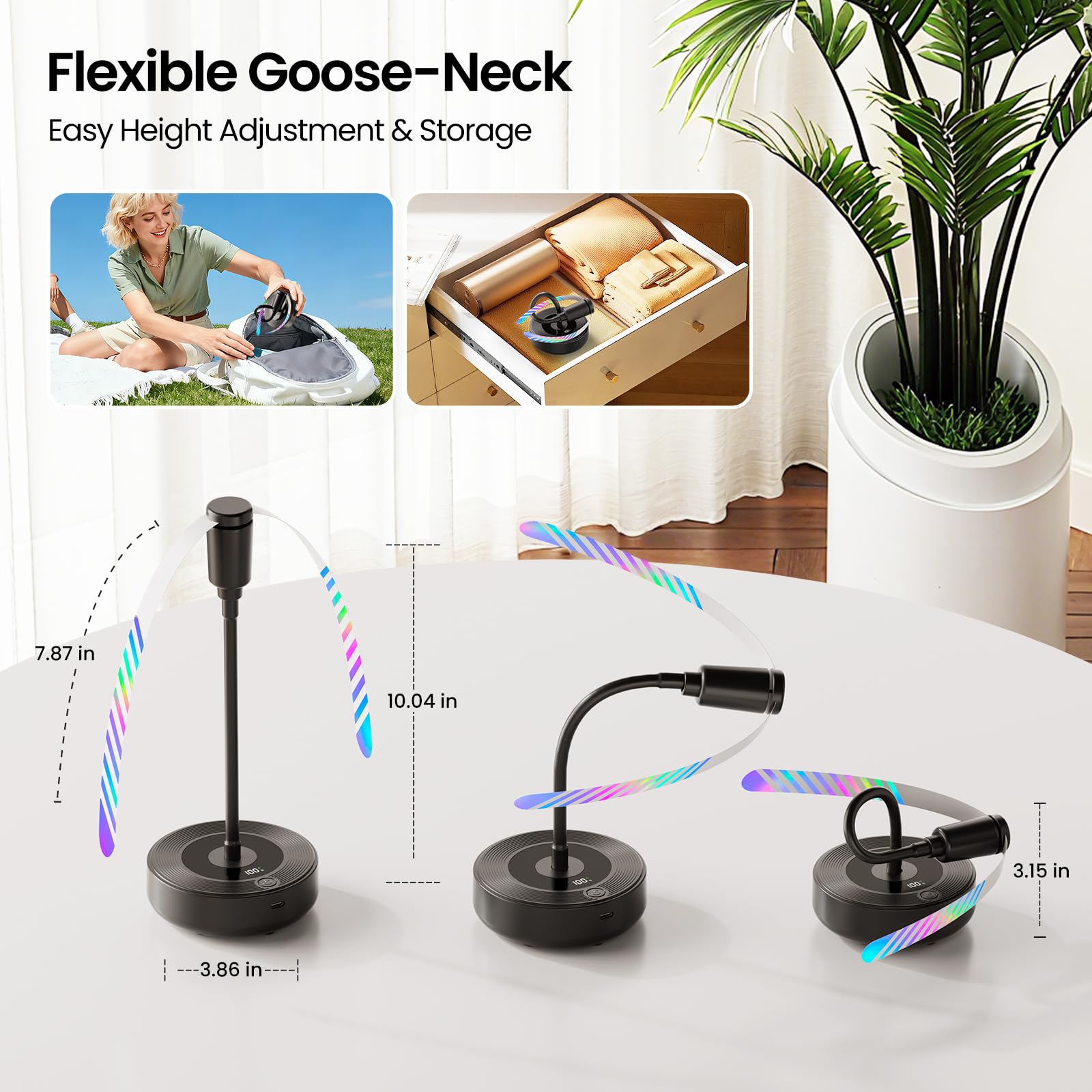 TriPole Fliegenabwehr Ventilator Tisch, 4er Set, Akku 2000mAh 20H Laufzeit mit LED Anzeige, Leiser Fliegenvertreiber für Tisch, Tragbarer Fliegen Ventilator für Outdoor Küche, BBQ, Camping, Balkon