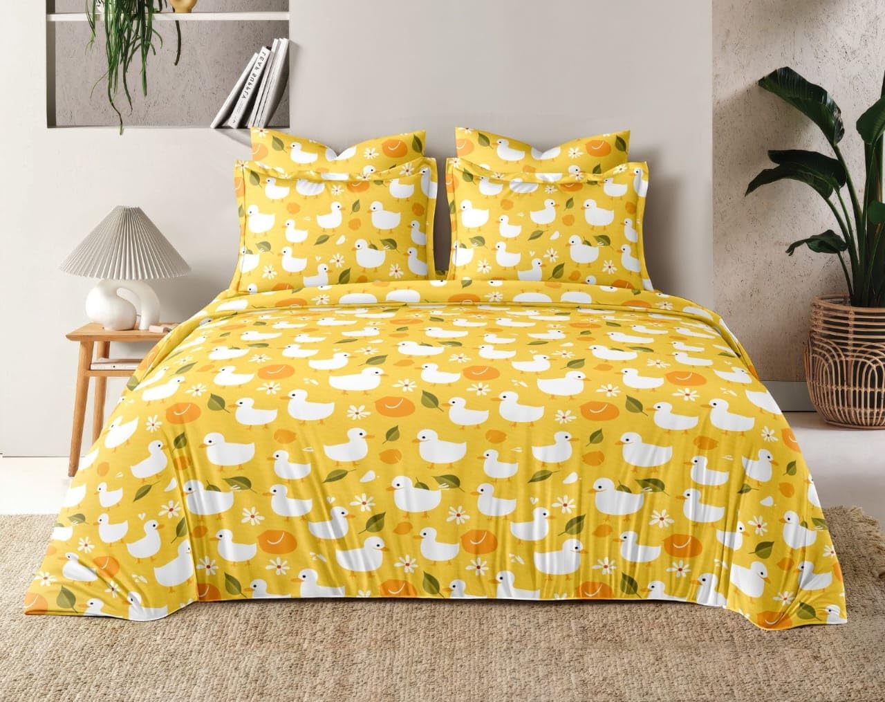 NVA Homes Kids Poly Cotton Bedsheet with 2 Pillow Covers | Cute Yellow Duck Print | Soft, Breathable, Fade Resistant & Machine Washable.-image-38