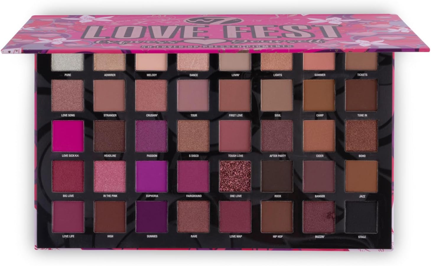 Love Fest Pressed Pigment Palette - 40 Playful Party Colors With Matte, Shimmer, Glitters - Flawless Long-Lasting Bold Makeup