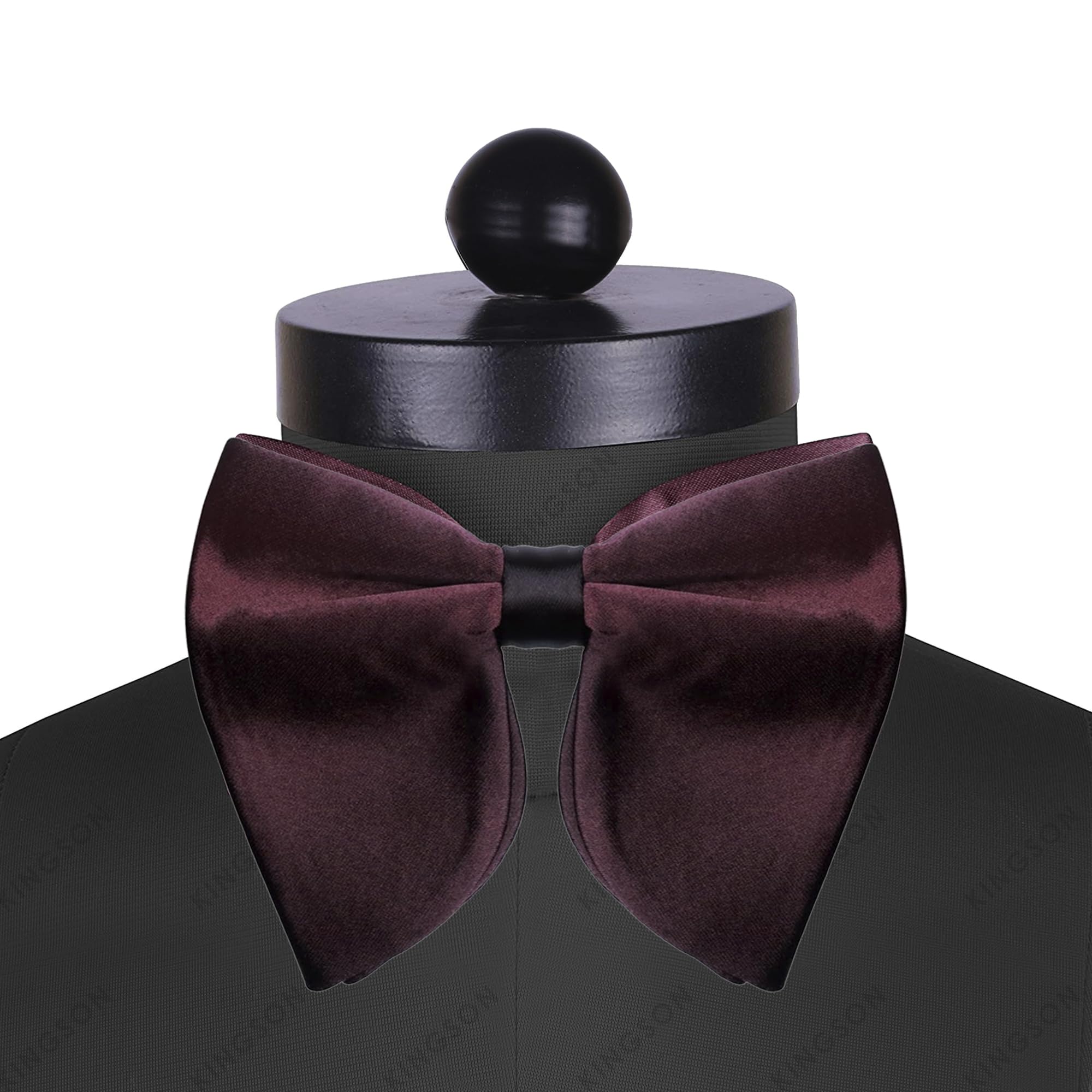KINGSON Men's Satin Cummerband, Butterfly Bow Tie, Pocket Square, Cufflink and Lapel Pin Set | Tuxedo Set | Gift Set | for Men (Wine) - Image 3 thumbnail