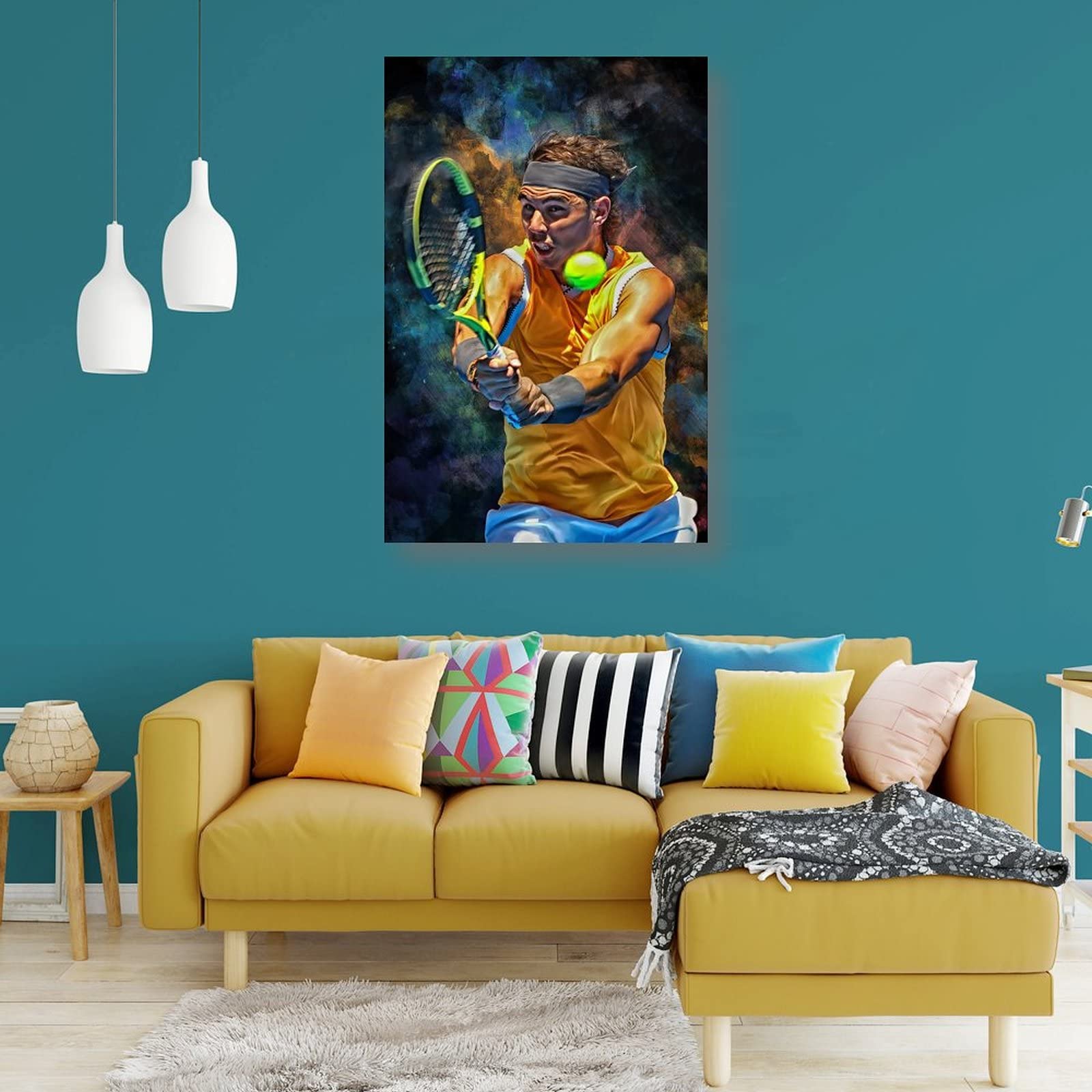 Poster Sur Toile Rafael Nadal - Décoration Murale Tennis 20 X 30 Cm - Impression Qualité, Finition Tendue Sur Châssis - Pour Chambre, Bureau, Salon