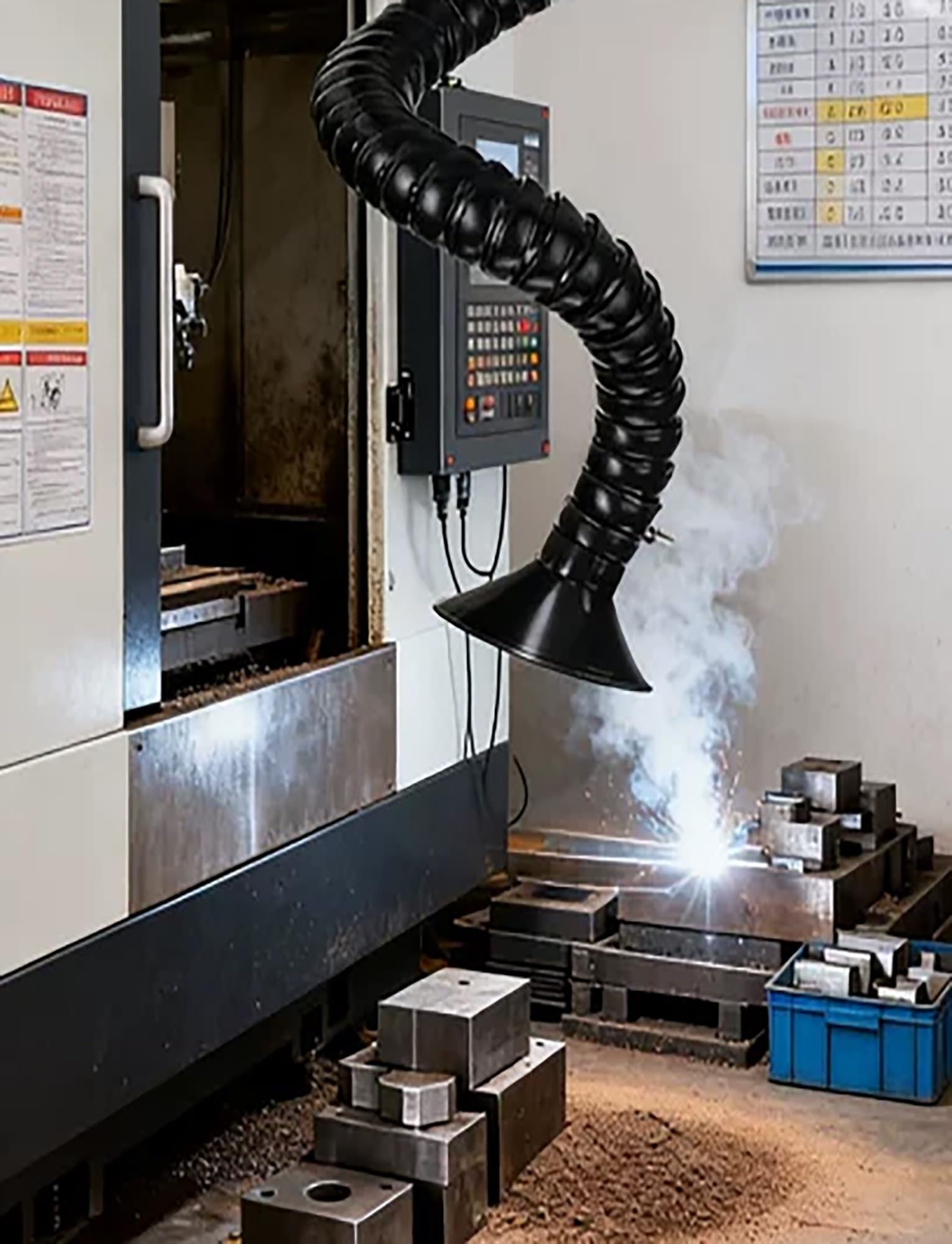Kit di tubi flessibili per l'estrazione della polvere, tubo collettore fumi da 5,1 cm per la rimozione del fumo, condotti di ventilazione da 140 cm, ideale per filtrazione dell'aria in officina e