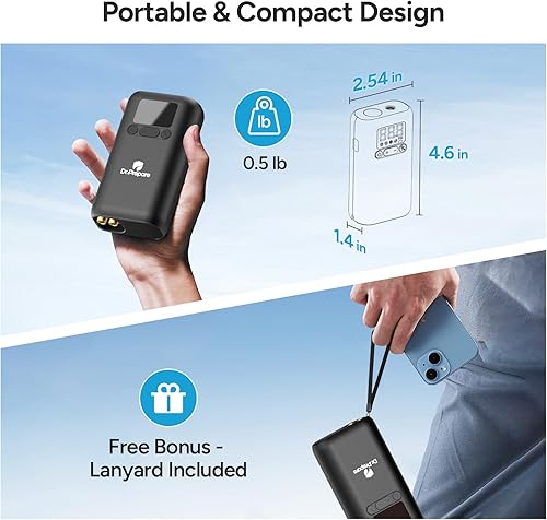 Miniatura 8 de Dr.Prepare Bomba de aire portátil, inflado rápido con pantalla de presión, 16 PSI, apagado automático, luz LED, para pelotas deportivas, anillo de