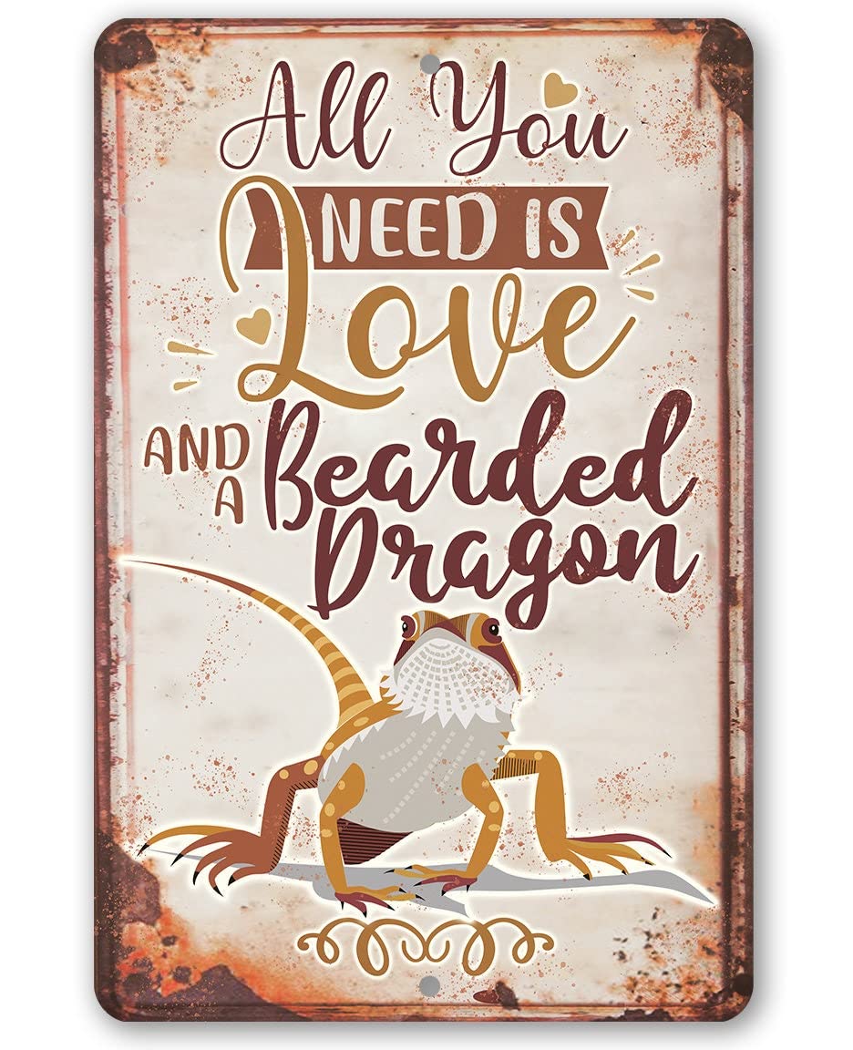 Matlpats All You Need Bearded Dragon Vintage Tin Signs Funny Metel Decorative Signs - Retro Wall Decor Home Wall Signs 6X8 Inches