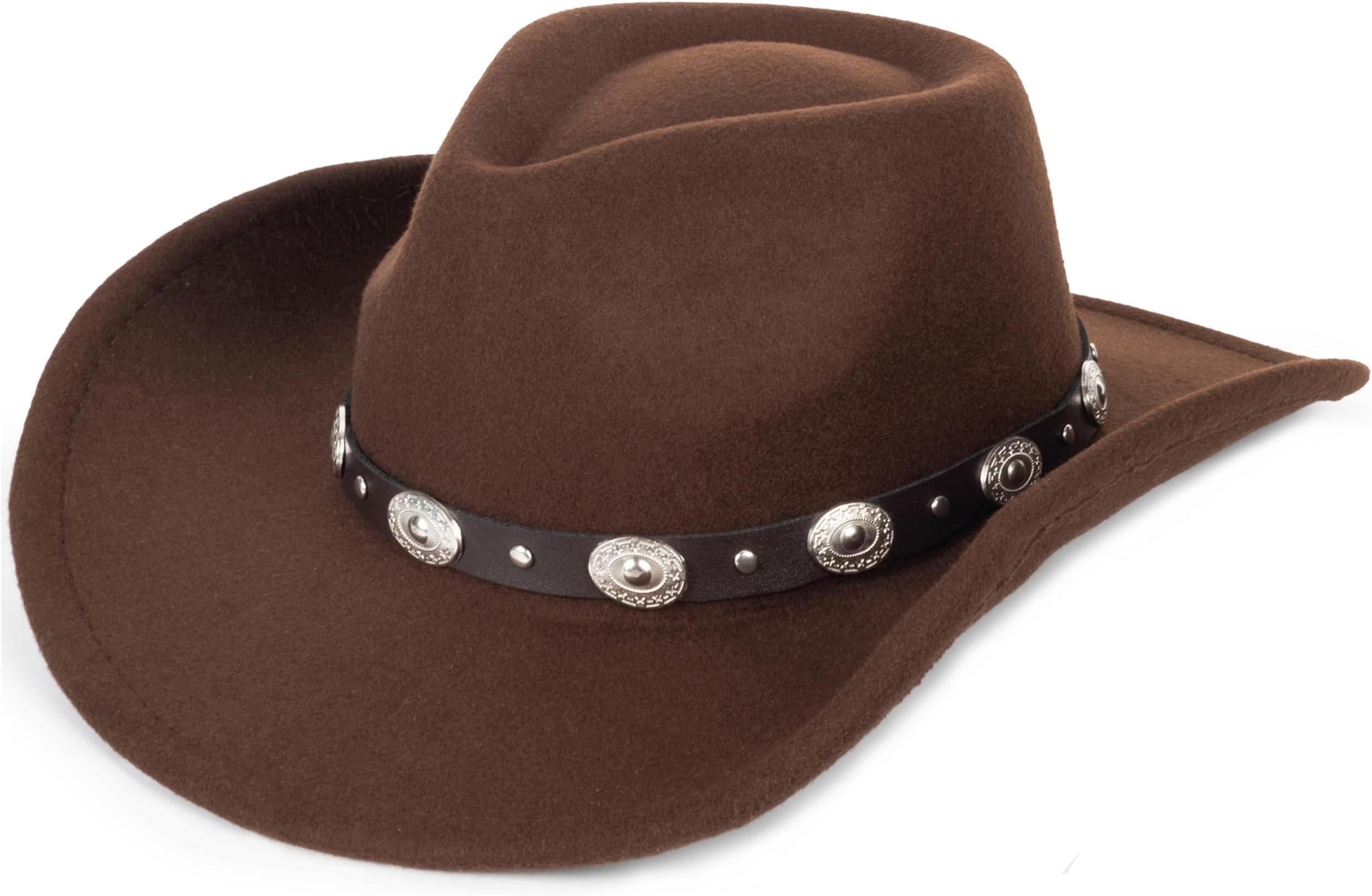 Womens Western Cowboy Hats Studded Pinched Cowgirl Hats Wide Brim Fedoras