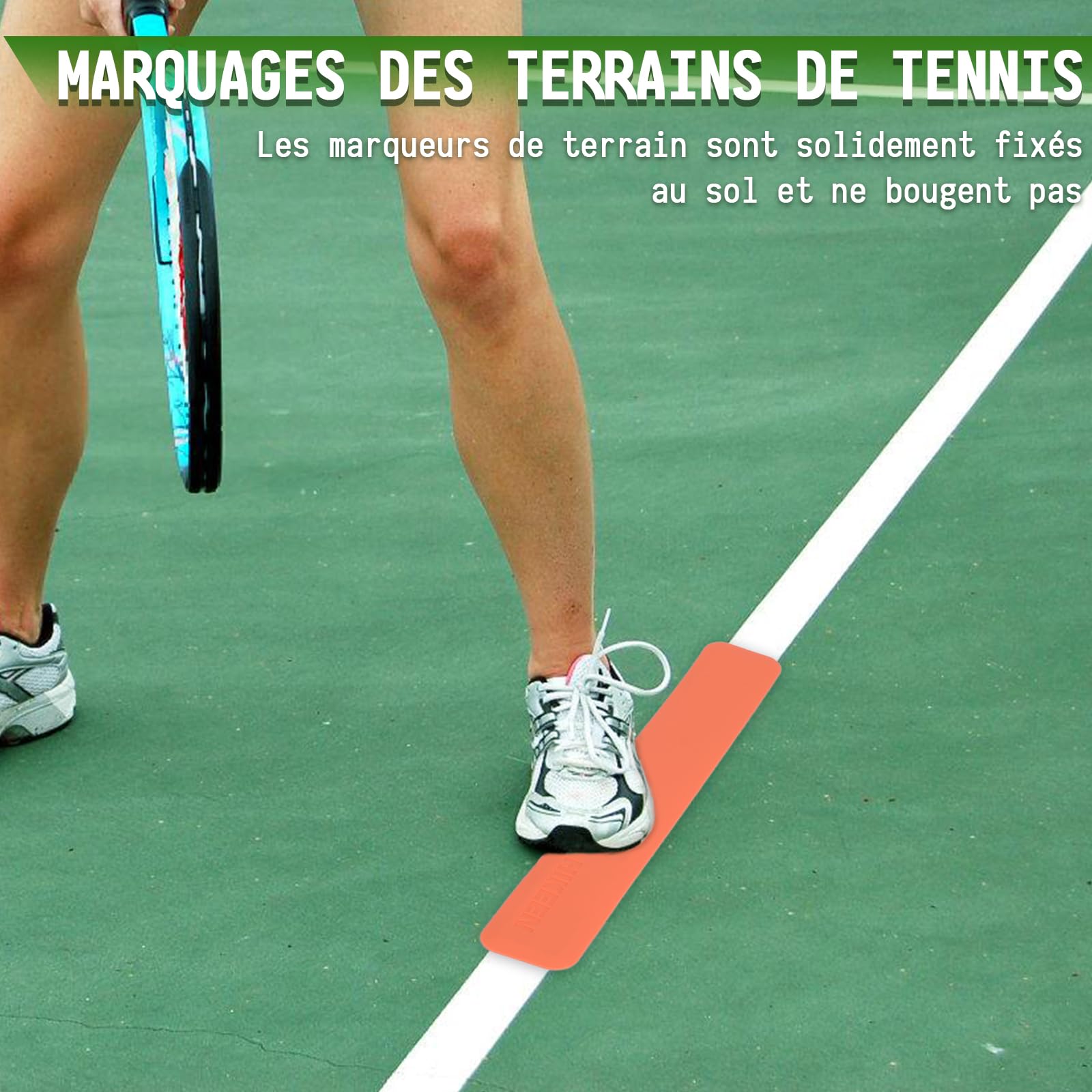 BOOSTEADY Kit de Marqueurs de Terrain de Pickleball, Lot de 1 ou 3 Marqueurs de Lignes de Terrain, Marqueurs pour Terrain de Tennis Pickleball, Marqueurs de Lancer Antidérapants Résistants au Vent