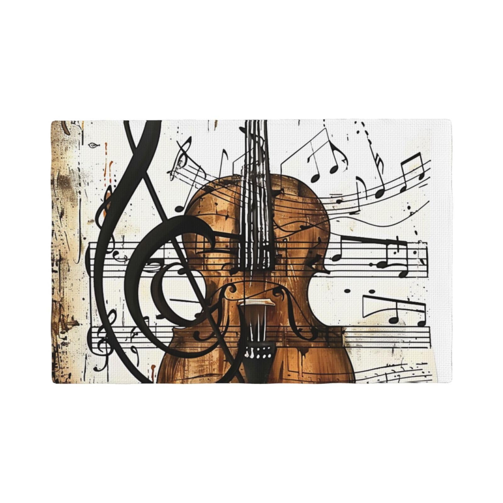 Music Print Placemats Set, Heat Resistant Washable Placemat 12x18in Table Mats for Party Kitchen Dining Table Decoration Indoor Outdoor, Four Pieces