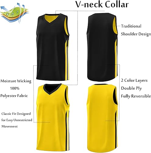 Miniatura 3 de KXK Camiseta de baloncesto reversible para hombre, uniforme de equipo, atlético, hip hop, básquetbol, S-4XL