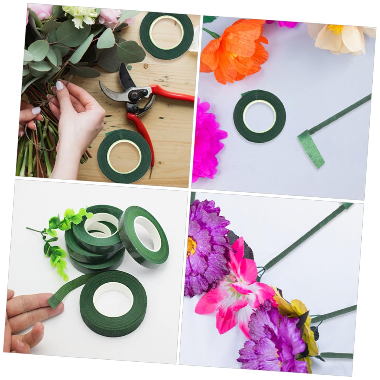 12rolls Green Floral Tape for Bouquets Non Sticky Wrapping Tape for DIY Projects Floral Arrangement Supplies