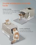 Feandrea Bac à Litière pour Chat, en Acier Inoxydable, avec Couvercle Basculant, Grande Taille, Design Étanche, Pelle, Brosse, Double Entrée, pour Chats Jusqu'à 15 kg, Beige Cappuccino PPT005K01 - 5