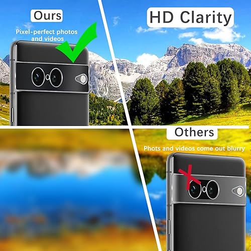 Miniatura 4 de 2+2 Protector de pantalla de vidrio templado para Google Pixel 7 Pro (2 paquetes) + protector de lente de cámara (2 paquetes), película de vidrio