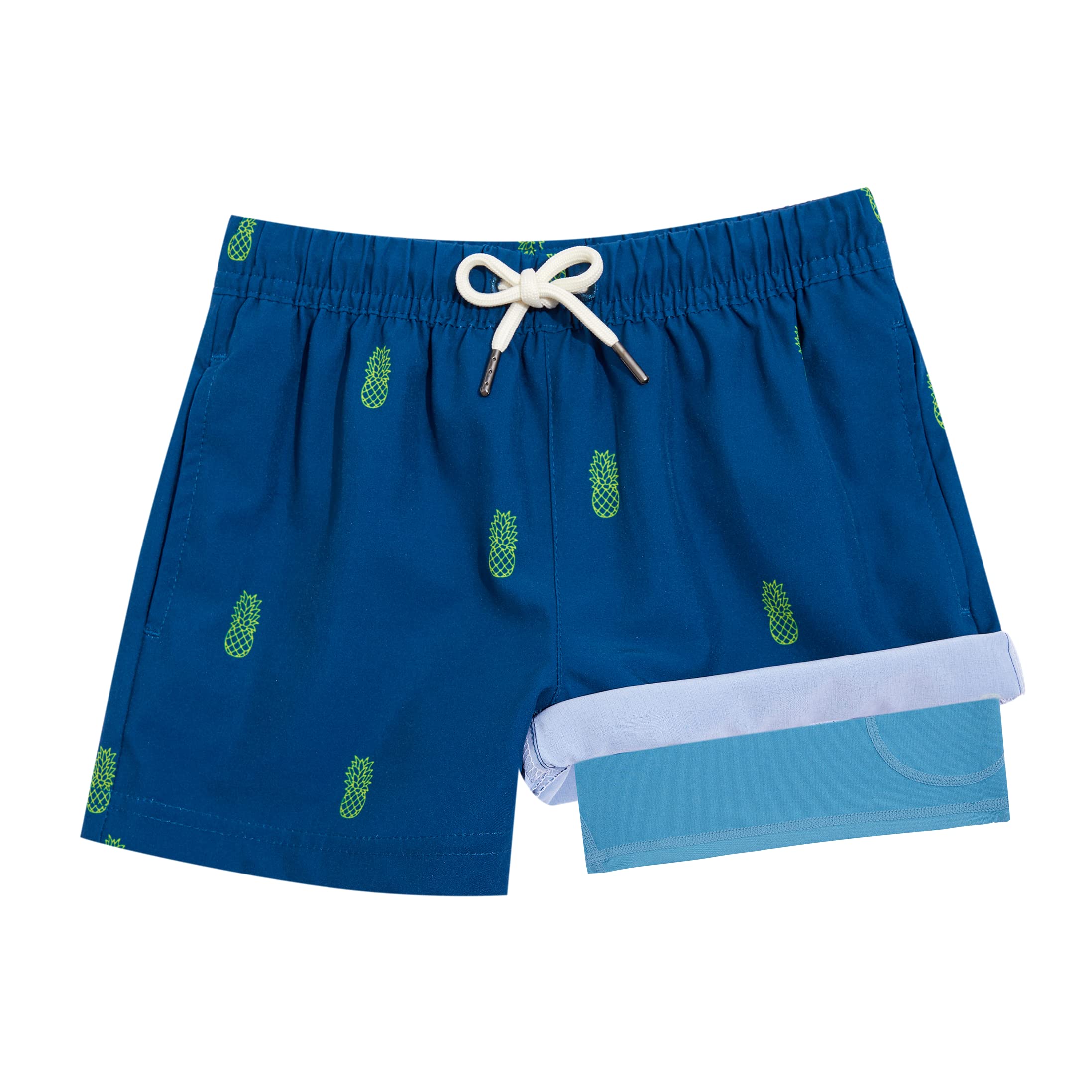 BRISIRA Boys Swim Trunks Bathing Suit Compression Boxer Brief Liner Swim Shorts Swimsuit Anti-Chafe Toddler Kids Youth Teen