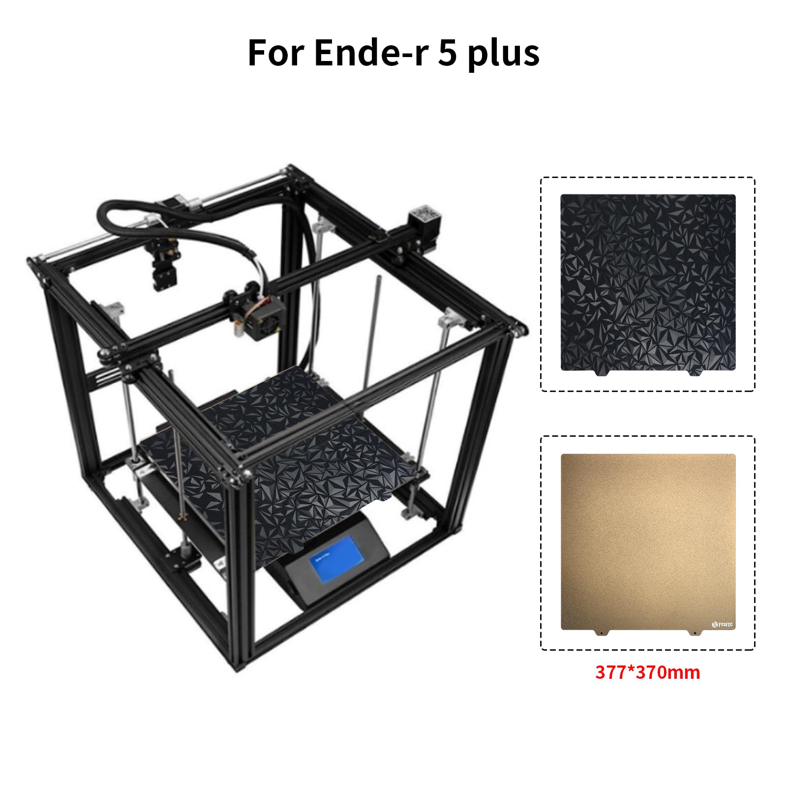 BCZAMD Ende-r 5 plus kit platforma do drukarki 3D 377 x 370 mm JanusBPS PEI Sheet Spring Steel Plate Double Sided Powder + Smooth Coated PET PEO Sheet metalowa płyta do druku