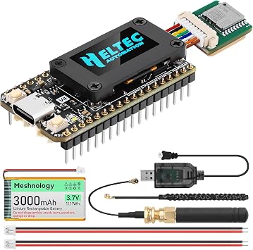 ESP32 LoRa V4 Development Board + L76 GNSS Module + 3000mAh Battery, Upgraded ESP32-S3 SX1262 LoRa WiFi Bluetooth 2MB PSRAM 16MB Flash 915MHz Antenna OLED Support GPS Solar Meshtastic IoT