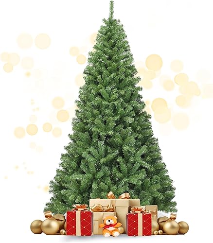 DREAMADE Árbol de Navidad artificial de 6 pies, árbol de Navidad de abeto clásico sin iluminación con 1000 puntas de ramas de PVC, fácil de montar