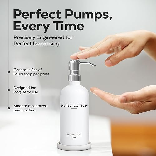 Miniatura 20 de Juego de dispensador de jabón de manos de vidrio negro para baño de Brighter Barns - Juego de dispensador de jabón de baño con bandeja y bomba de