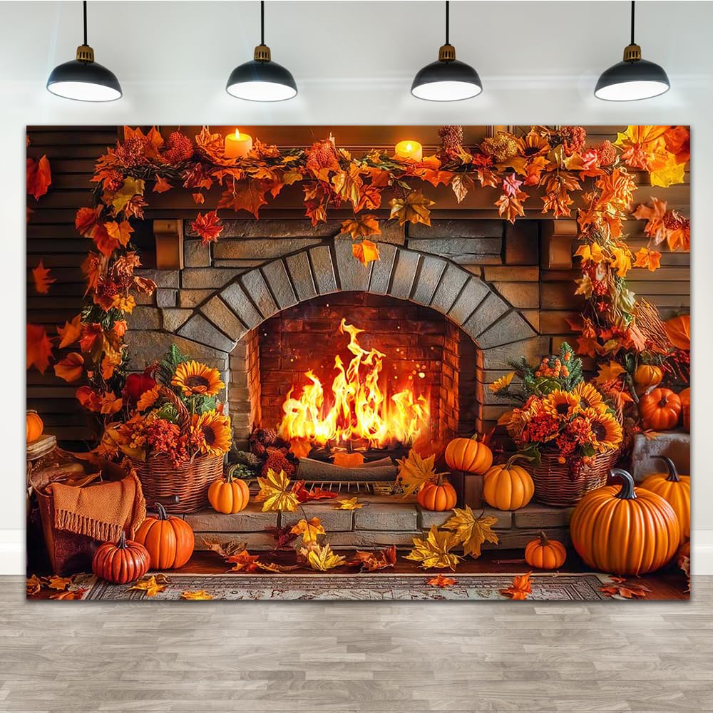 Amazon.com : Lofaris 7x5ft Fireplace Stone Autumn Backdrop Witch
