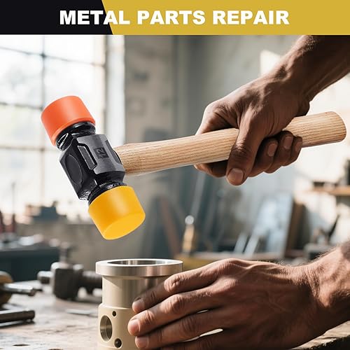 Miniatura 5 de Martillo de mazo de 12 oz con bloque de roscado, martillo de nailon y plástico de doble cara, martillo de cara suave